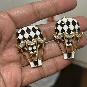 Black & White Hot Air Balloon Statement Earrings